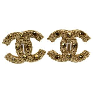 CHANEL Brown Logo Earrings
